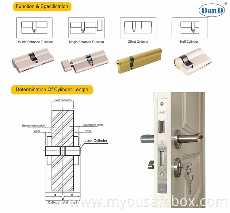 Euro Profile En1303 Safe High Security Fire Mechanical Key Factory Hotel Mortise Double Handle Door Brass ANSI Lockset CE European Guangdong Cylinder Lock